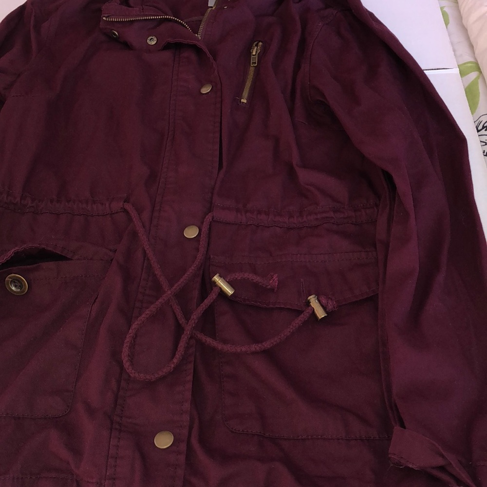 LE3NO maroon lightweight utility jacket - Picture 2 of 6